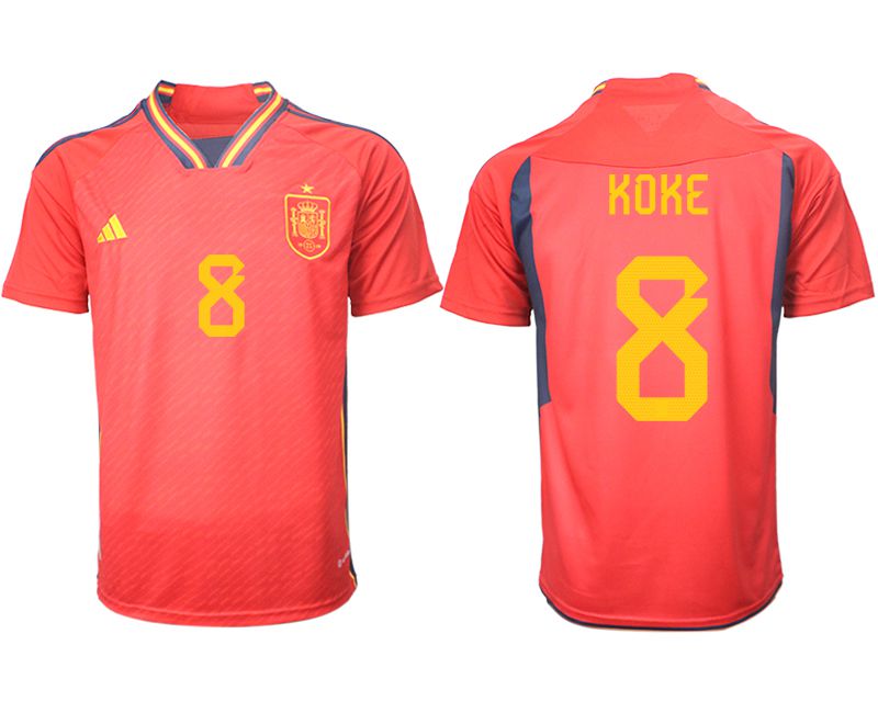 Men 2022 World Cup National Team Spain home aaa version red #8 Soccer Jerseys->spain jersey->Soccer Country Jersey